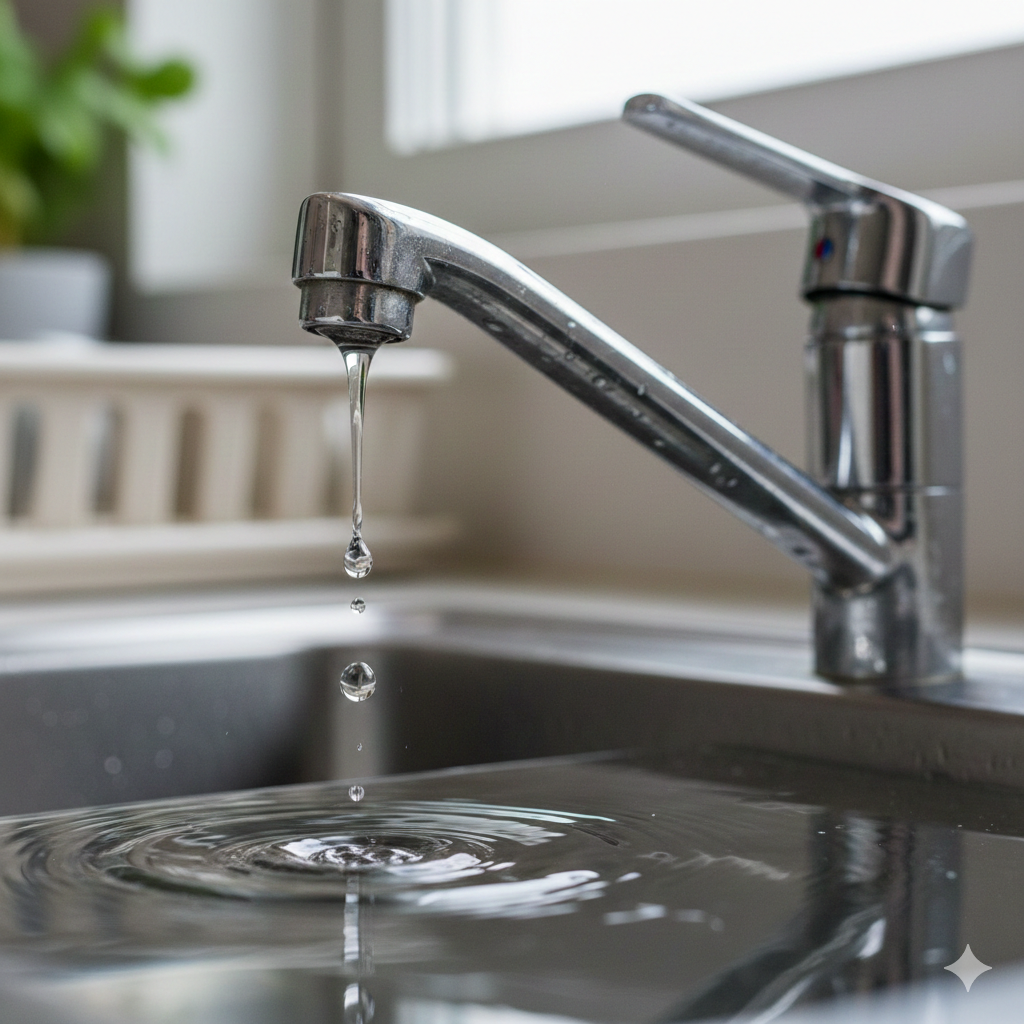 Kapající páková baterie v kuchyni nebo koupelně